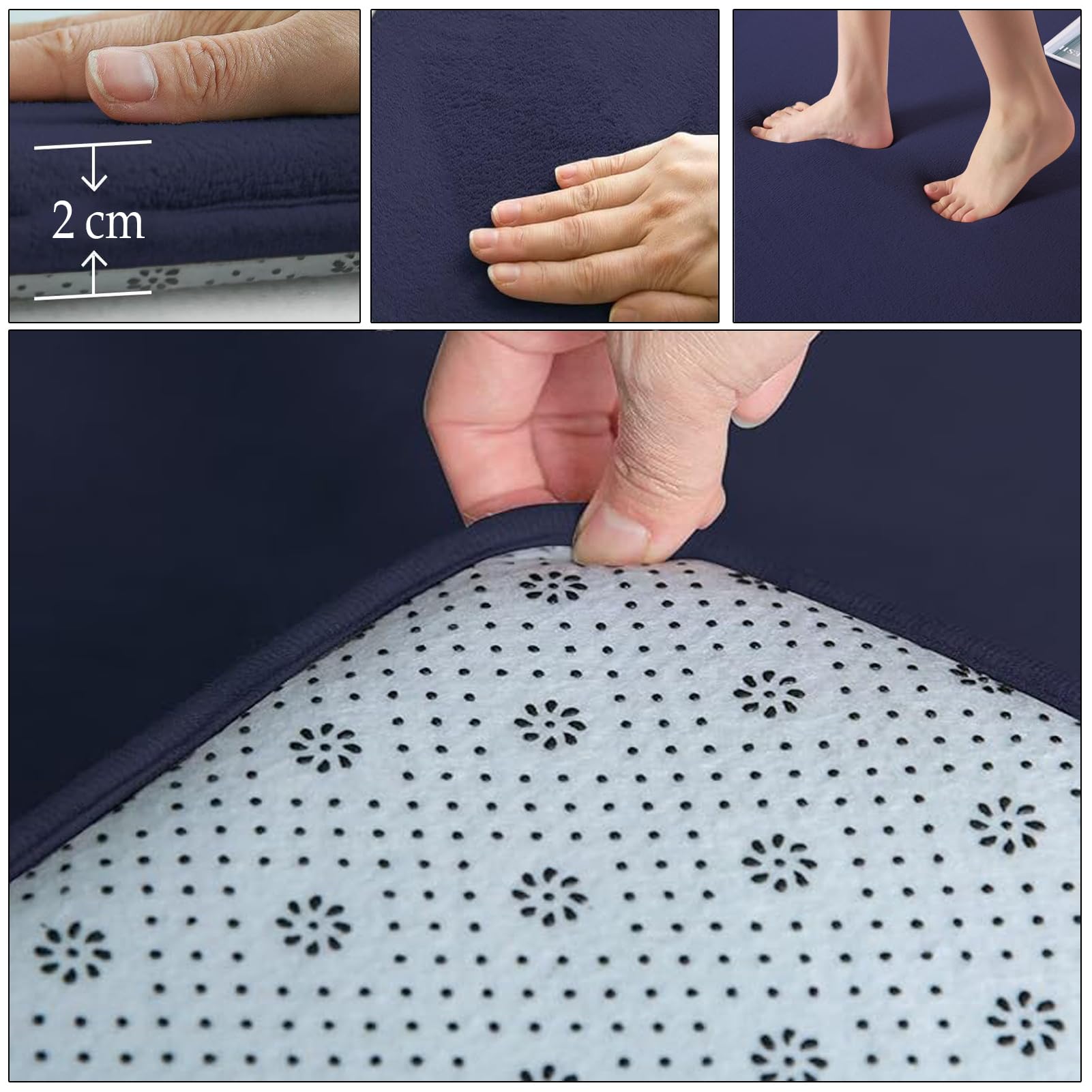 Tapis d'éveil et de Jeux Bebe Epais de 2cm Antidérapante pour Le Tapis pour Chambre d'enfant en Velours Corail Tatami Tapis Chambre Bebe, Tapis Rampant pour Tapis Pliable 150 x 220 cm Bleu Foncé
