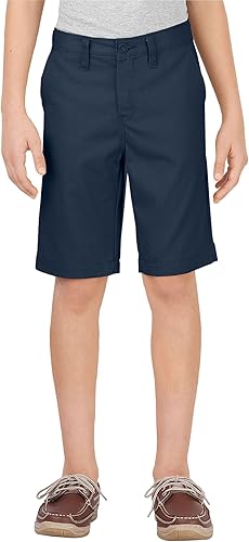 Dickies Khaki Big Boys' Slim Fit Stretch Flat Front Short, Dark Navy, 18