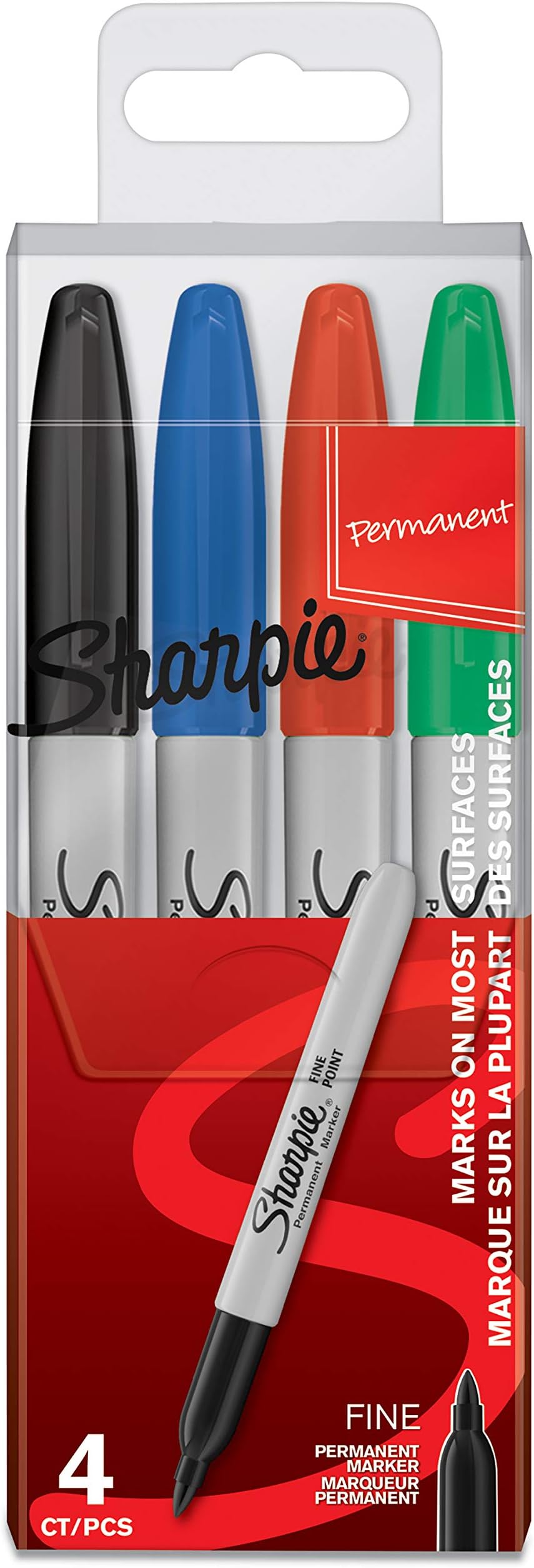 Permanent Markers | Fine Point | Assorted Colours | 4 Count