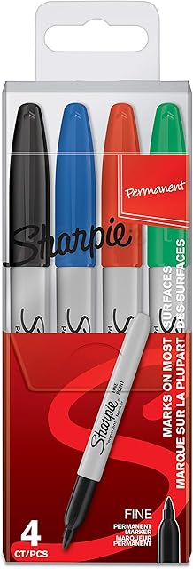 Sharpie Permanent Markers | Fine Point | Assorted Colours | 4 Count