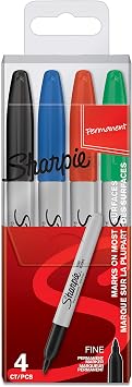 Sharpie Permanent Markers | Fine Point | Assorted Colours | 4 Count