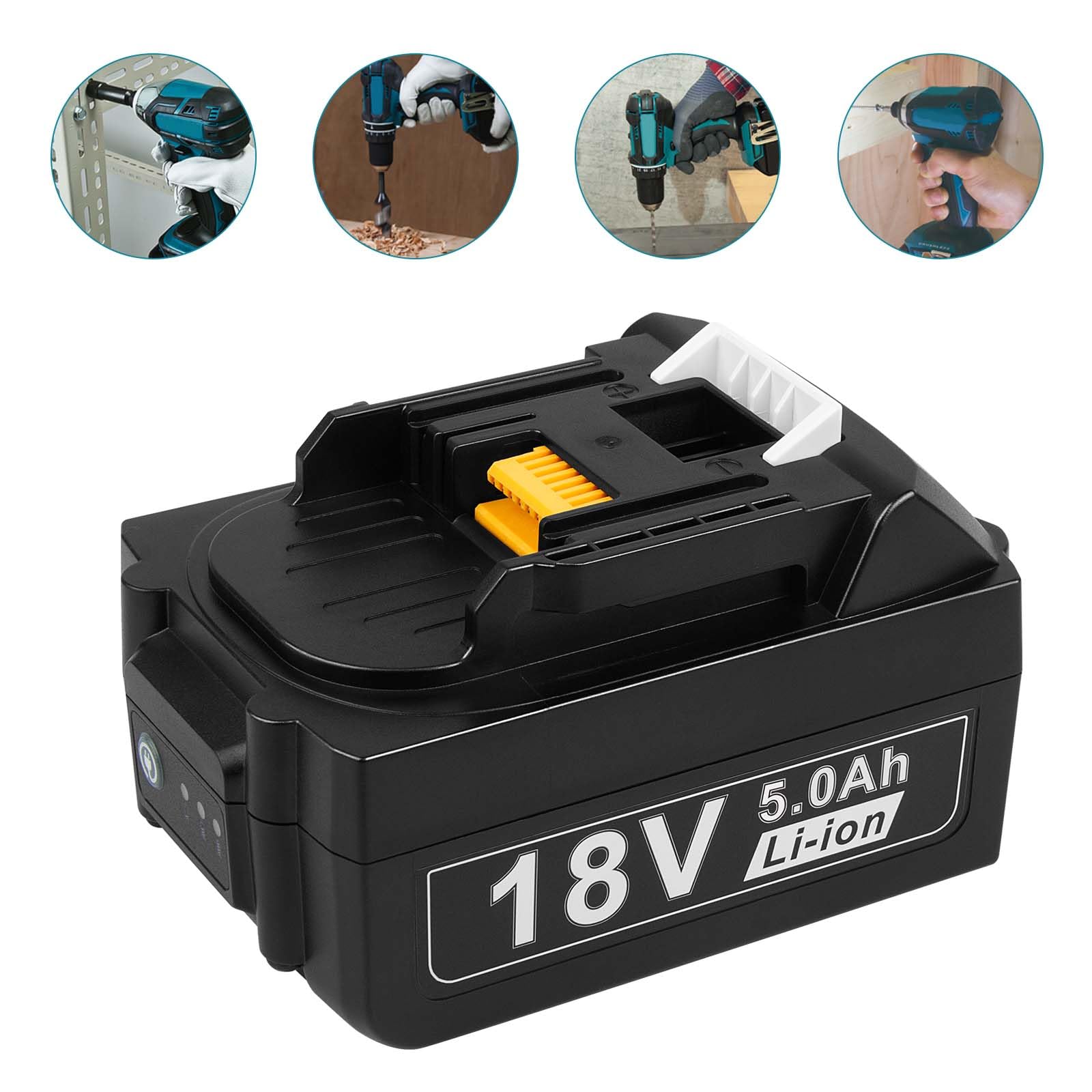 Batterie et chargeur 18 V 5,0 Ah pour batterie Makita LXT DC18RC Chargeur rapide Compatible avec toutes les batteries Makita 14,4 V-18 V Li-ion BL1850 BL1840 BL1815 BL1830 BL1430