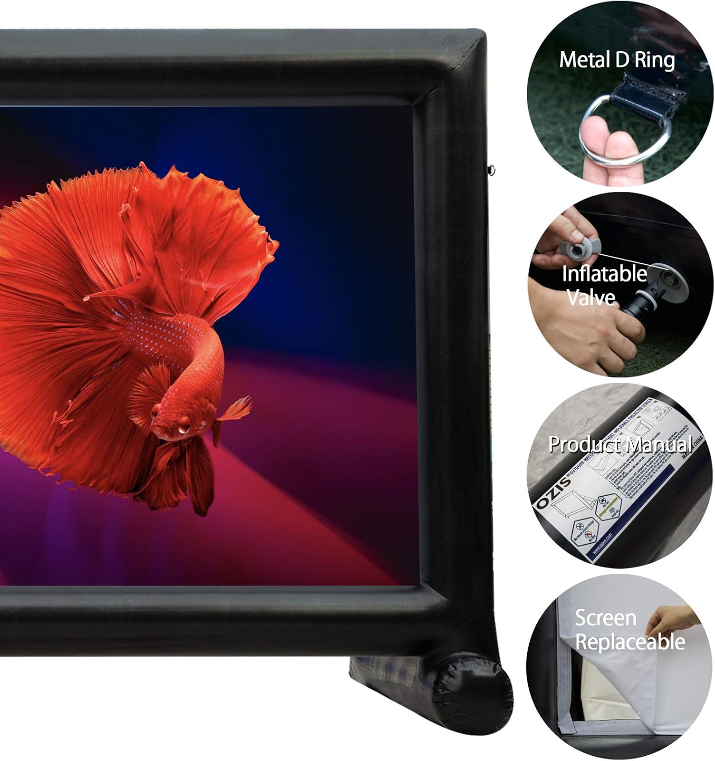 Upgrade PVC Airtight Movie Screen 14Ft Outdoor Inflatable Movie Screen No Need Power Supply Continuous - Supports Front and Rear Projection