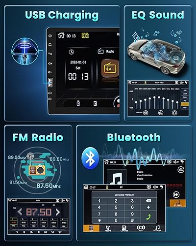 Miniatura 6 de Radio de coche estéreo de un solo DIN para coche con Apple Carplay Android Auto, radio FMAM Hikity pantalla táctil de 9 pulgadas, receptores de
