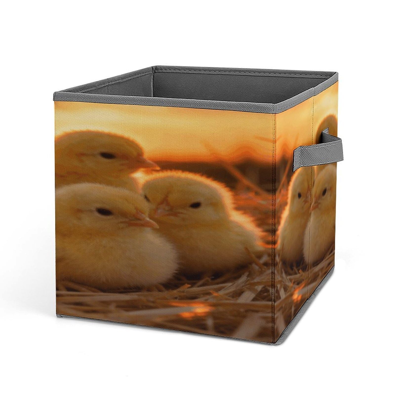 VstaDank A Brood of Chickens Storage Bin Collapsible Storage Cubes Organizer Oxford Cloth Storage Box with Dual Handles Large Stackable Closet Storage Bins for Sheets Hat Sweater