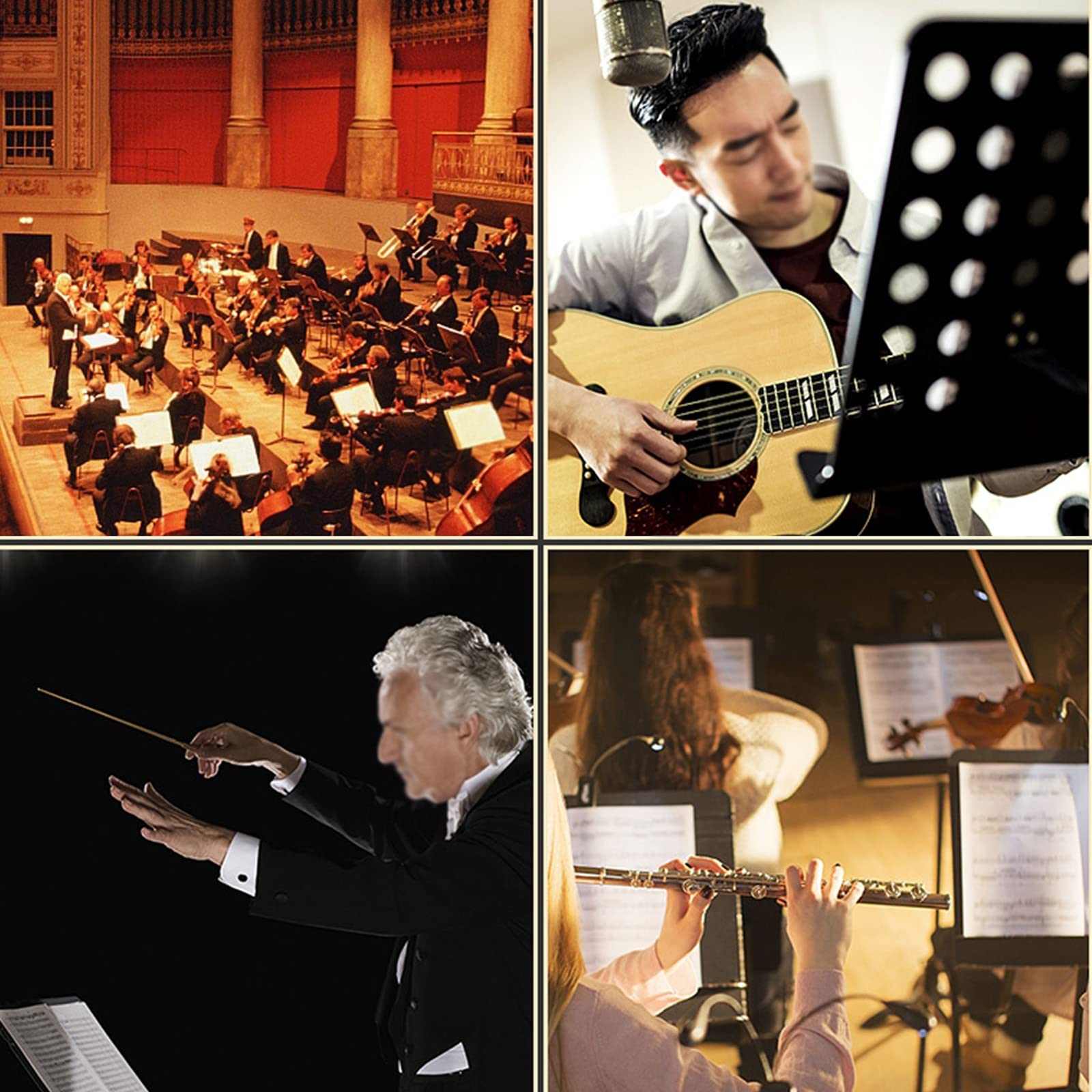 HJXGQJM Atril for Música Orquestal,Atril for Partitura Plegable Portátil Musica Metalico Soporte De Ajustables, con Luz De Atril,para Sinfonía A Gran Escala, Director De Actuación