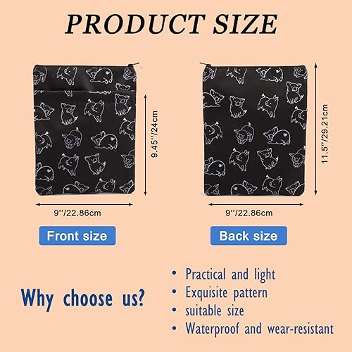 Miniatura 2 de Funda para libro con protector de libro de cerdo con cremallera, funda para libros, regalo para amantes de cerdos (protector de libro de cerdo negro)