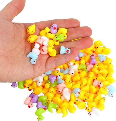 Miniatura 3 de KIMOBER 150 piezas de mini patos de resina, multicolor, microfiguras de pato en miniatura para jardín, paisaje, acuario, decoración de casa de