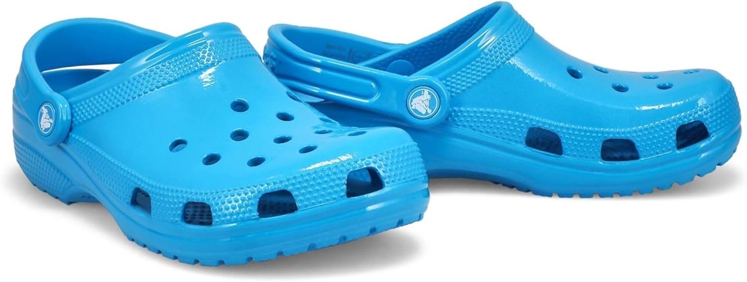 Crocs Unisex-Adult Classic Sparkly Clog, Neon Ocean, 14 Women/12 Men