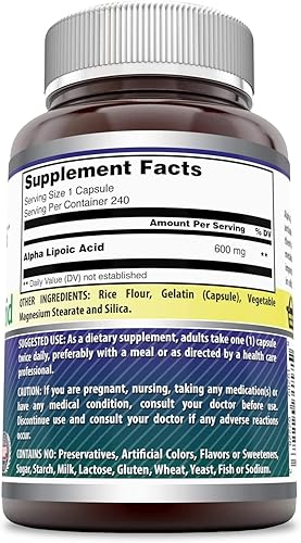 Miniatura 4 de Amazing Formulas - Suplemento de cápsulas de ácido alfa lipoico ALA de 600 mg  Sin OMG  Sin gluten  Fabricado en Estados Unidos  Paquete de 3 (120