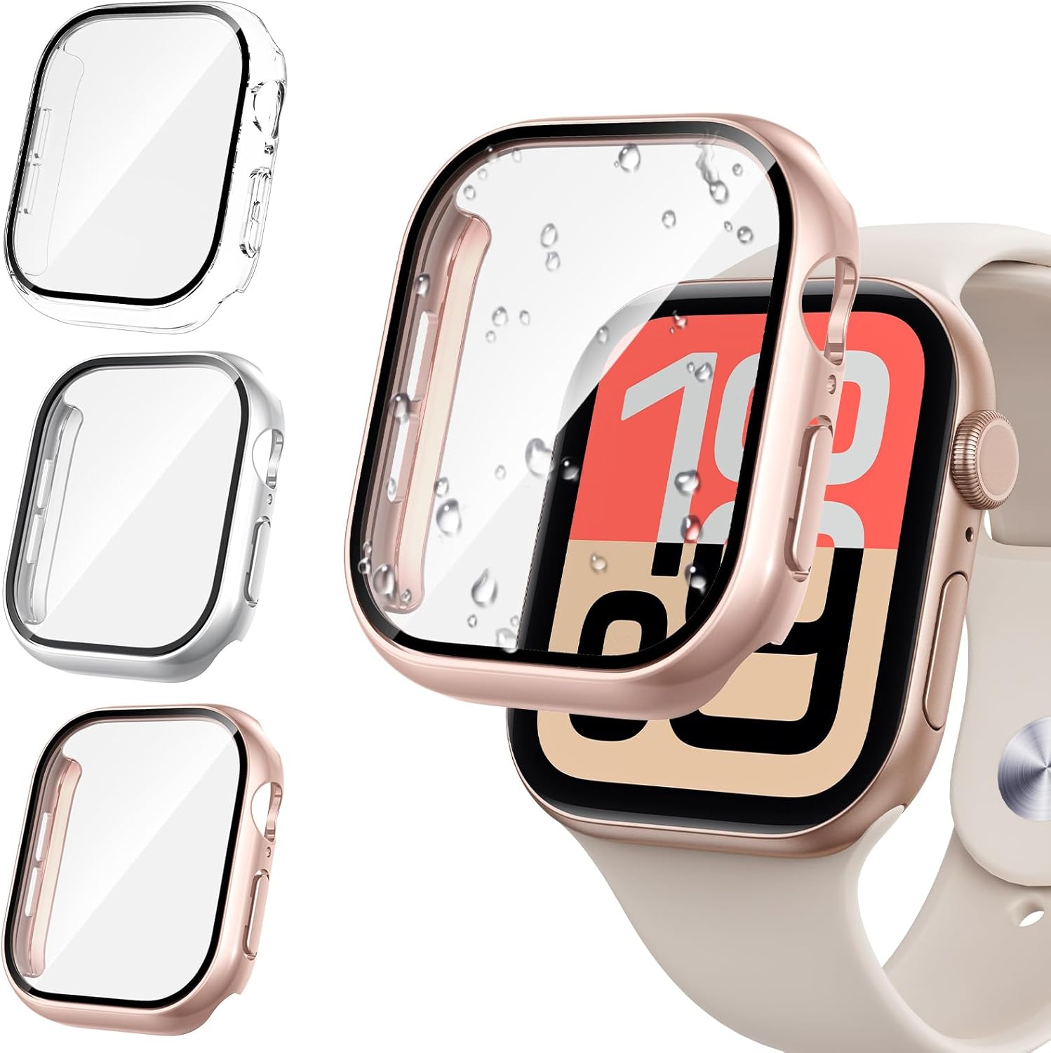 Tensea [3PCS for Apple Watch Screen Protector Case 40mm SE 3/SE 2rd Generation/SE/Series 6/5/4 Accessories, iWatch Protective Face Cover for Women Men, Bumper Tempered Glass for iPhone Watch 40 mm