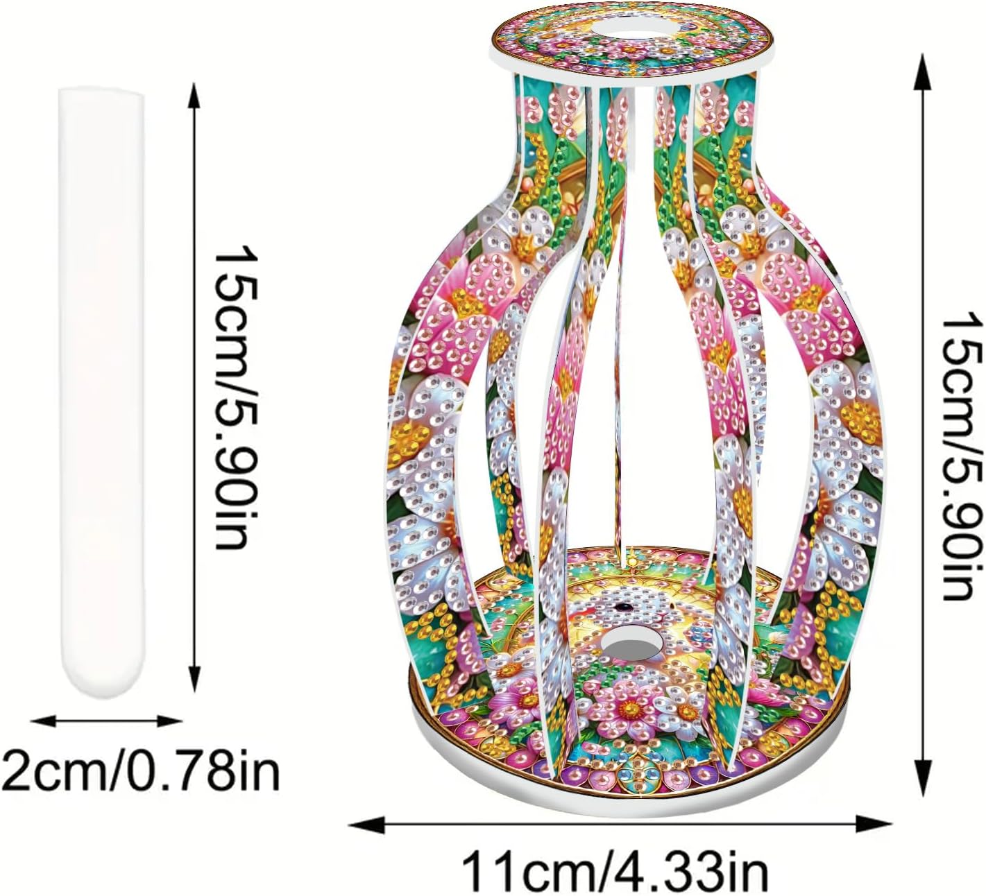 ARTopet 2Pcs Test Tube Vase Mandala Diamond Art Painting Frame with ABS Test Tubes Hydroponic Vase Centerpieces for Flowers Wedding Home Office Decoration-05