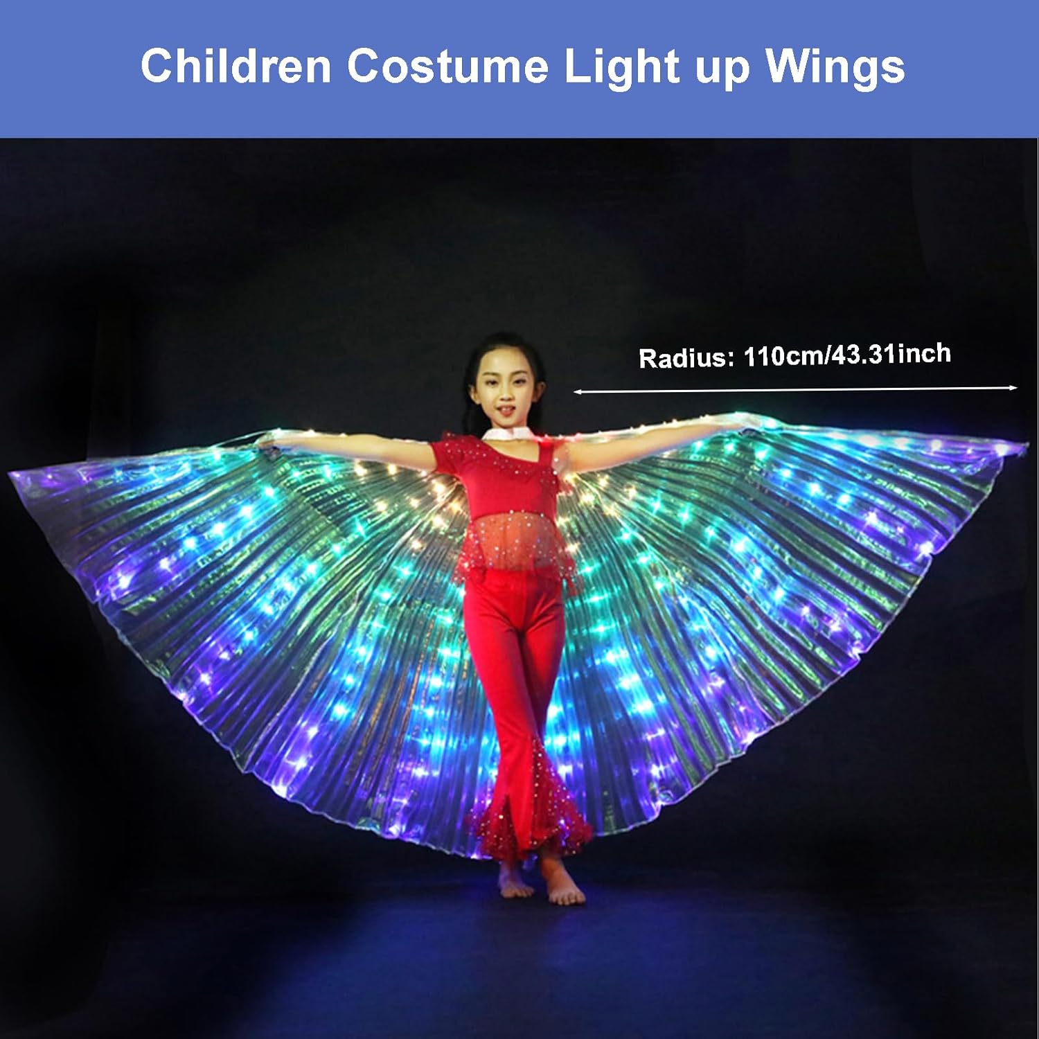 Ragyzity LED Isis Wings Light Up Wings Glow Light Up Belly Dance Costumes, Led Butterfly Wings for Halloween Christmas