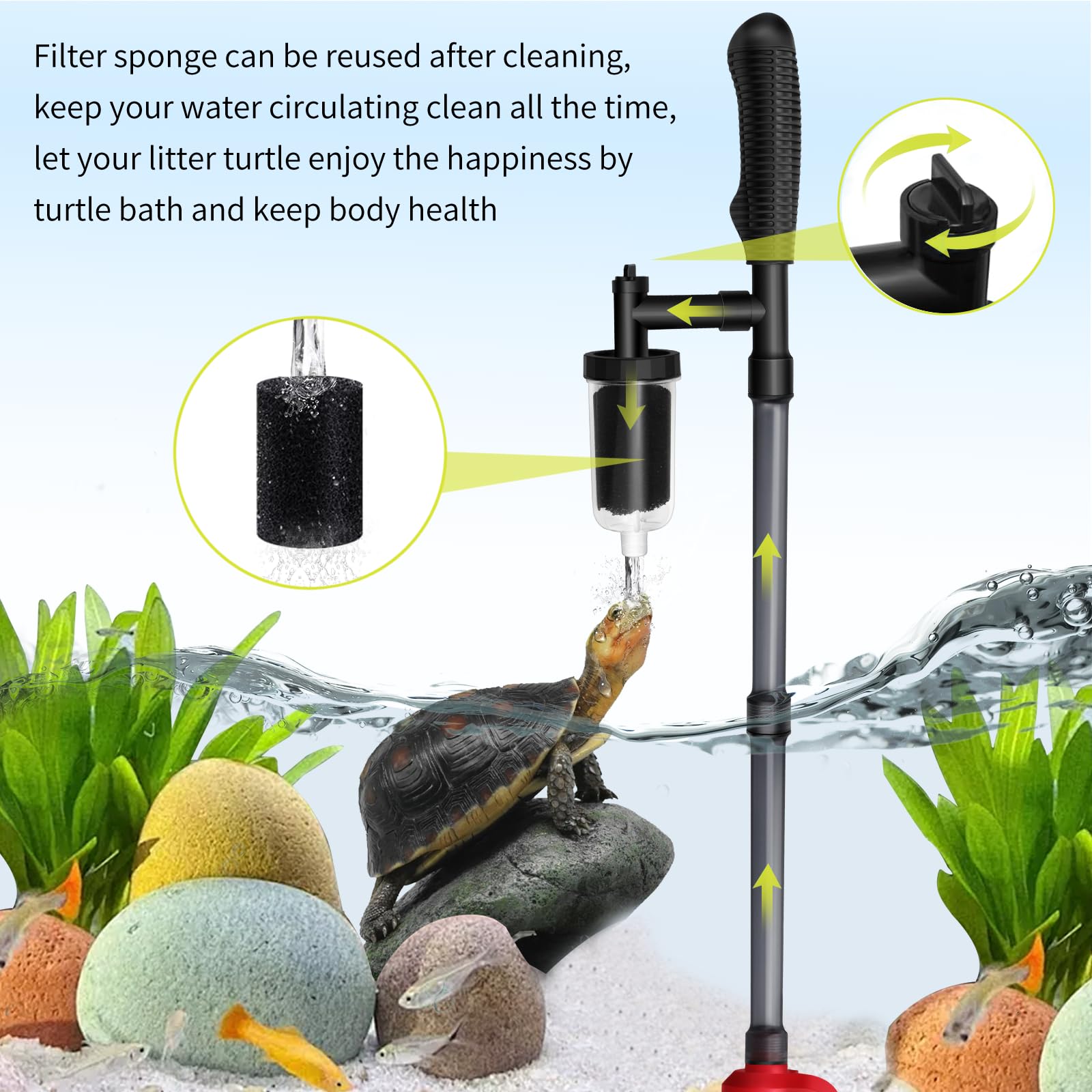Aspiradora eléctrica de grava de acuario de 36 W, 6 en 1, multifunción, automático, para arena de lavado, cambiador de agua y circulación