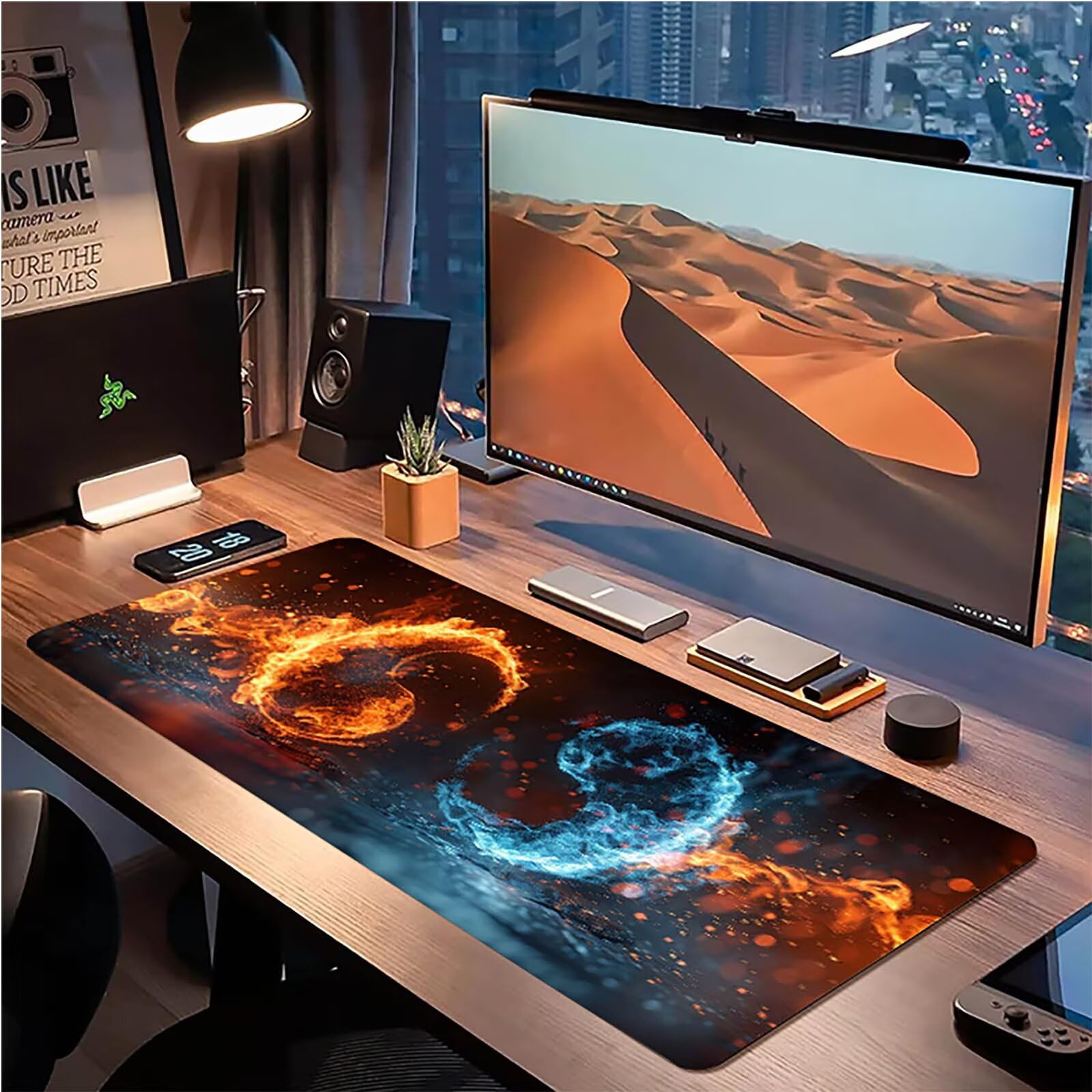 Tappetino Mouse XXL 1500 x 800 mm, Tappetino Mouse Fiamma, Gaming Mousepad Migliorare la Velocità e la Precisione, Mouse Pad con Base in Gomma Antiscivolo, Ufficio Accessori Gaming, Rosso 7-1464