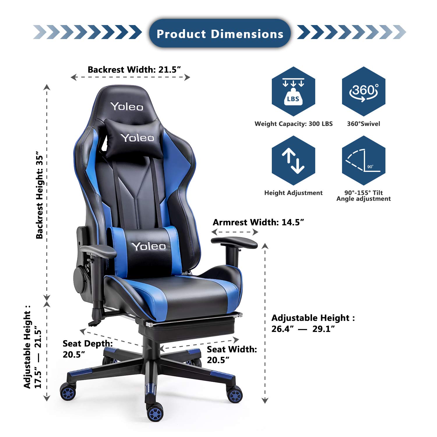 Buy Gaming Chair YOLEO Ergonomic Computer Gaming Chair Adjustable Armrest High Back Office