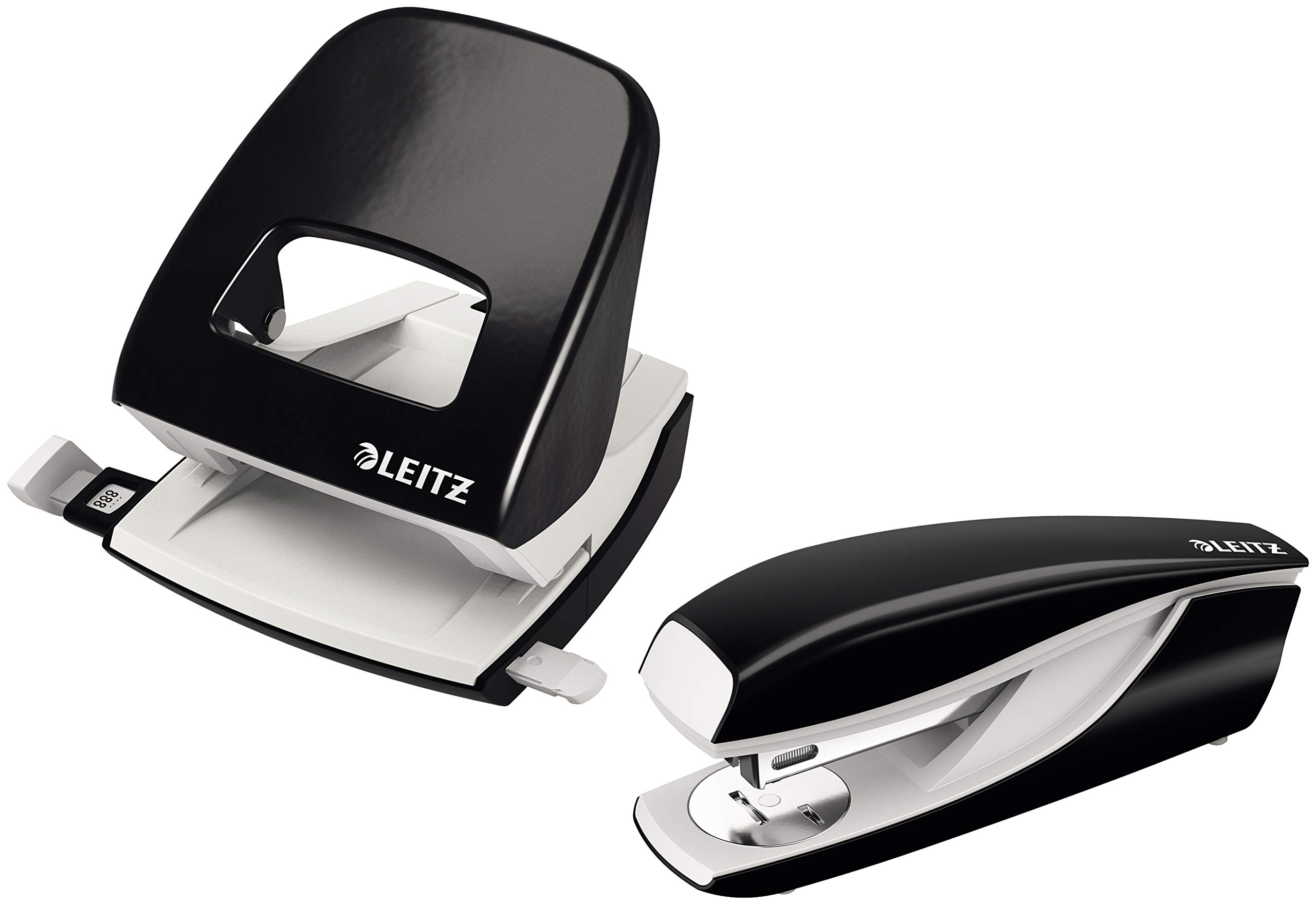 Leitz NeXXt Locher, 30 Blatt, Metall, Anschlagschiene mit Formatangaben, schwarz, WOW, 50081095 (Locher + Heftgerät)