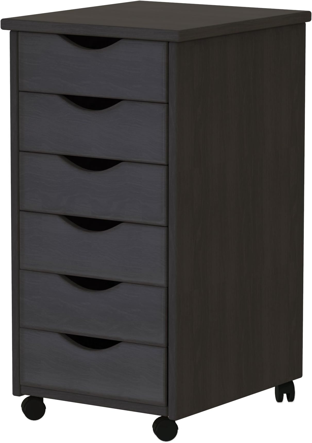 ADEPTUS 6 Drawer Roll Cart Solid Wood, Black