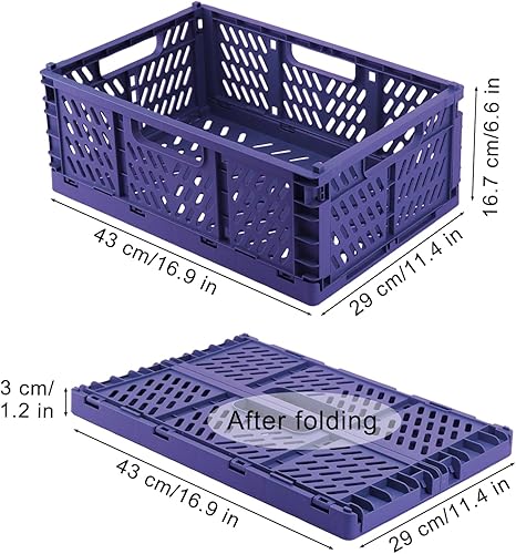 Miniatura 2 de Cajas de almacenamiento de plástico apilables, tamaño extra grande (16.7 x 11.2 x 6.5 pulgadas), cajas de almacenamiento de plástico apilables,
