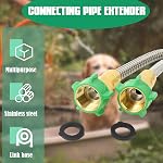 Tuyau de jardin court, connecteur mâle à femelle, tuyau de leader étanche en métal pour enrouleur de tuyau, tuyau d'extension flexible et léger en acier inoxydable 304 pour l'arrosage extérieur, nettoyage de voiture et d'animaux (5 pi)