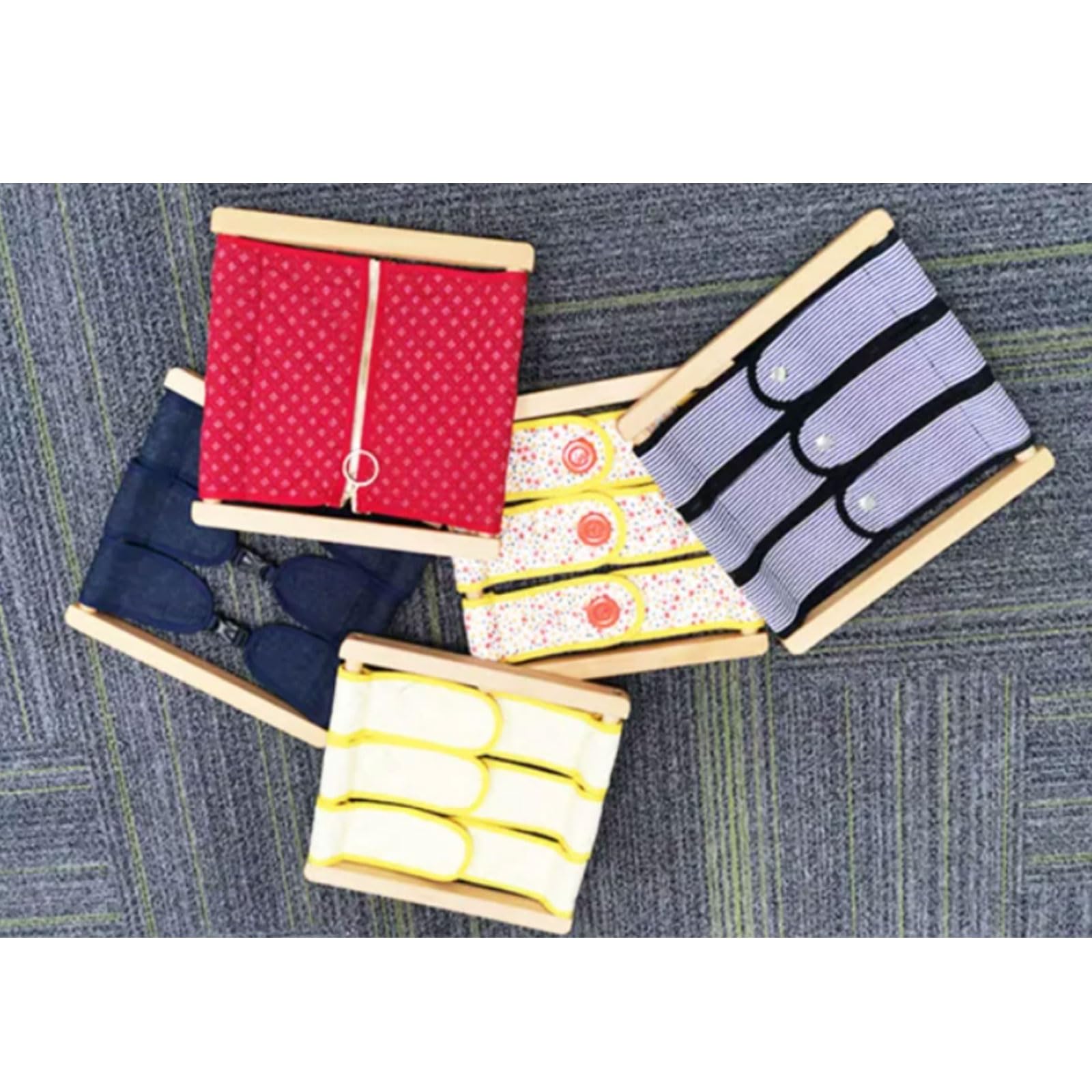 Telaio da vestizione in Legno Montessori | Tavola Allacciare Vestiti, Cerniera, Bottone, Pressione, Fibbia, Giocattolo Pratica, Giocattolo Abilità Motorie Fini