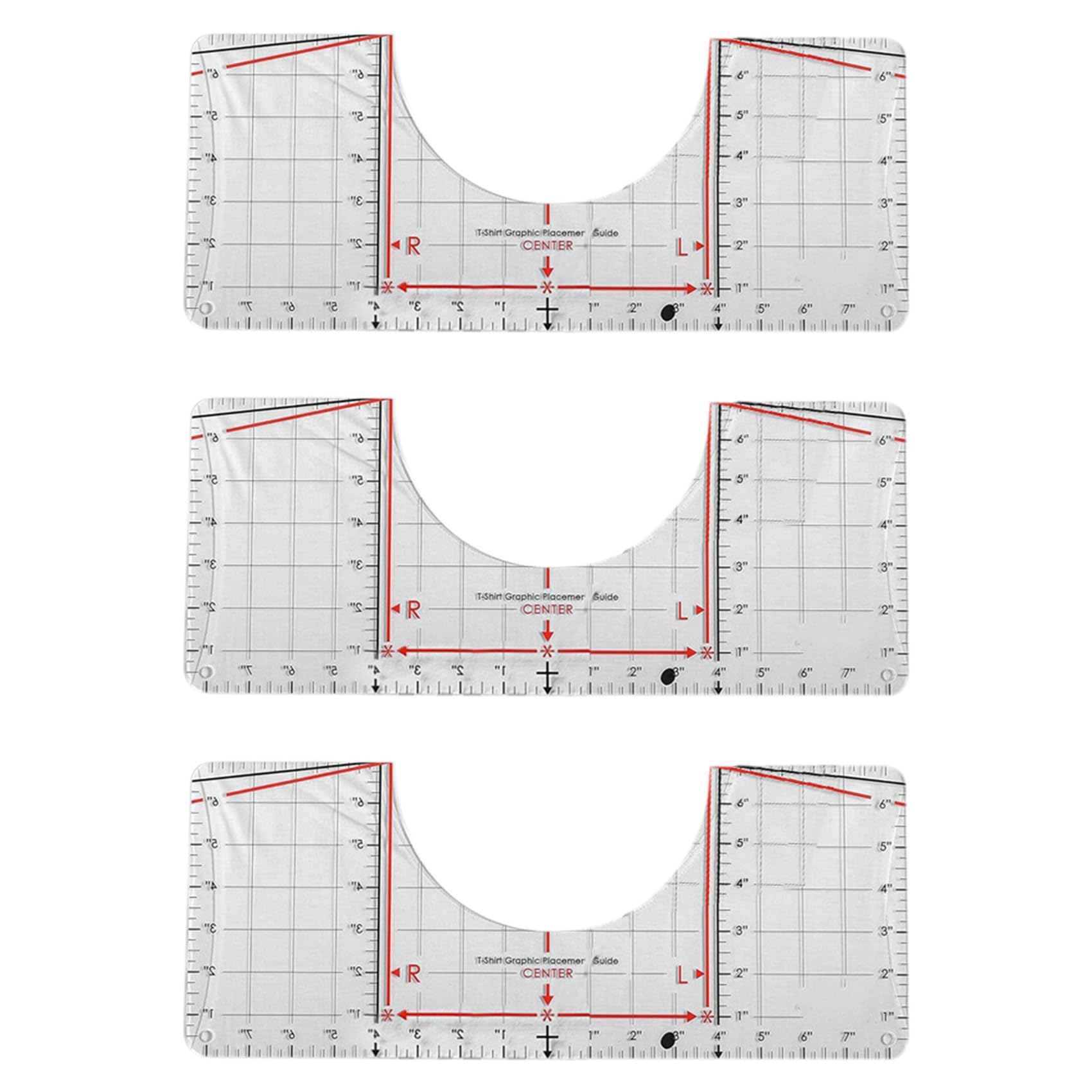 Ctrlzs Men's Light/Black 3X T-Shirt Ruler Guide For Vinyl Alignt And Centering Designs, T-Shirt Ruler Alignt Tool Neckline Measuring Tape