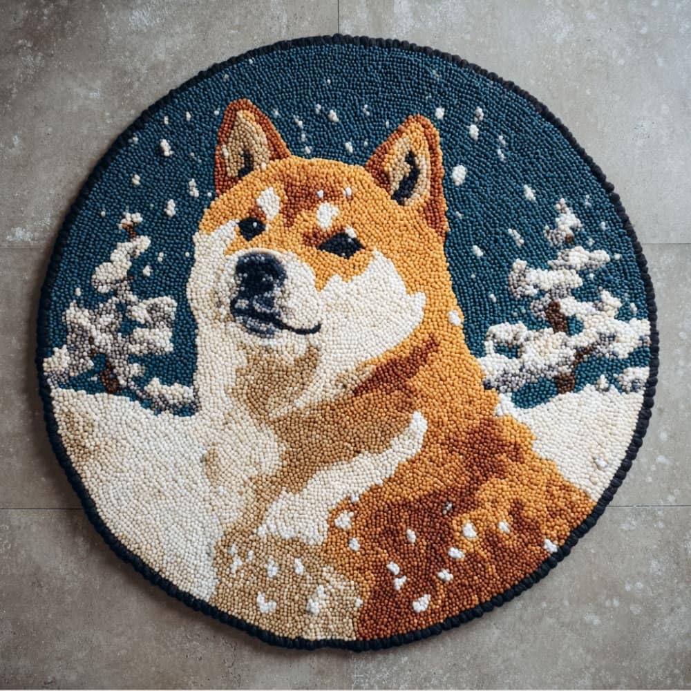 WallustrioaW Round Latch Hook Rug Kits Dog for Adults and Starter 50 * 50Cm