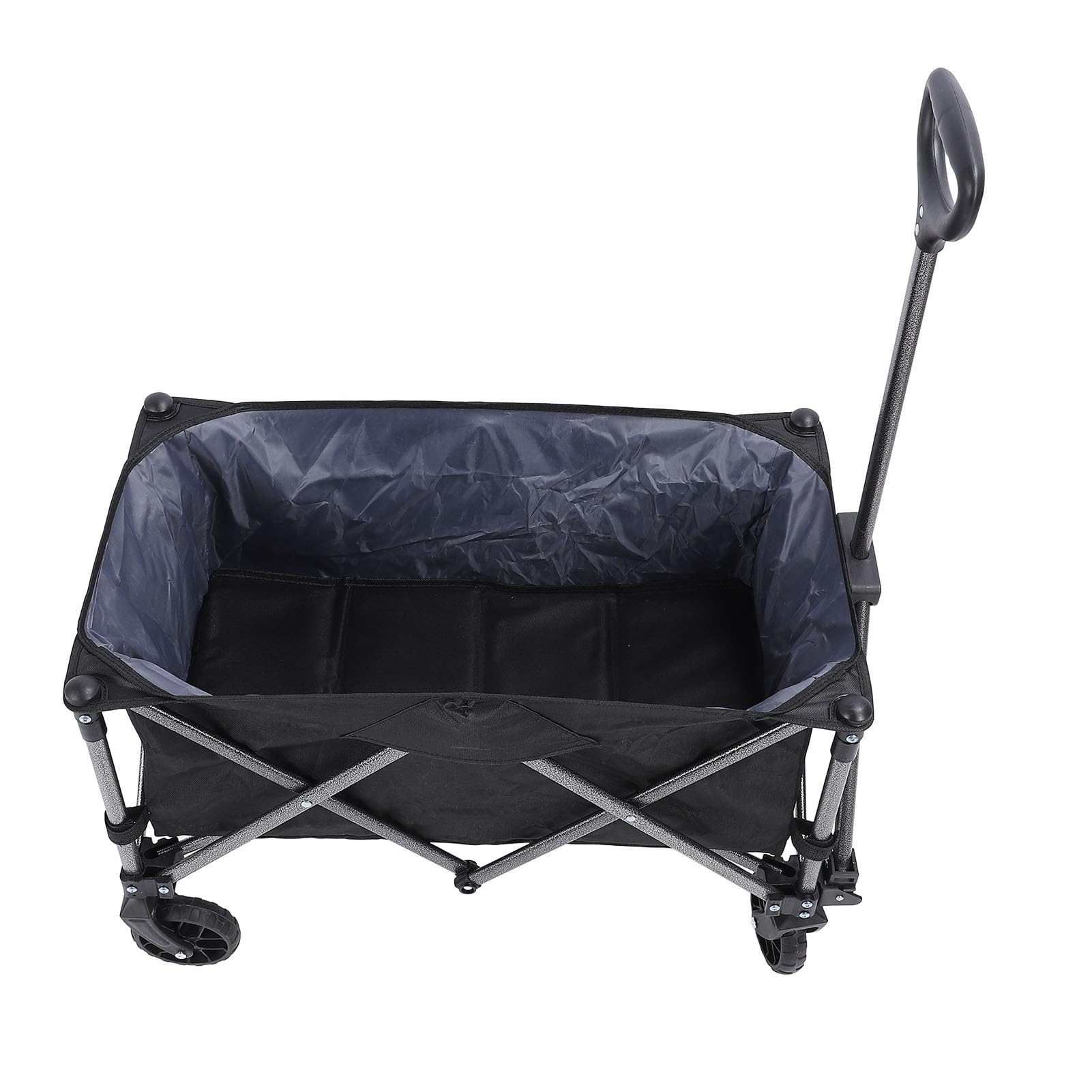Domary Zusammenklappbarer Wagen, Strapazierfähig, 100 L, Polyester, Stahl, für Lebensmittel, Strand, Camping, Picknick, Einkaufen, Outdoor-Aktivitäten, Schwarz