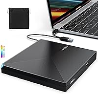 Vista 19 de Unidad externa de CD y DVD, grabadora de CD USB 3.0 con 2 puertos USB y 2 ranuras para tarjetas TF/SD, unidad de disco óptico para portátil Mac, PC