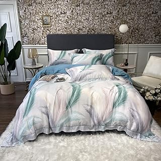 Set Copripiumino Matrimoniali Completo Nero,Luxus Super Weiche Atmungsaktive Tencel Seidige Digitale Druck BettwäSche Set Sommer KüHlen Accogliente Bettezug Flache/Ausgegetttet Blatt Kissenbezug-2.