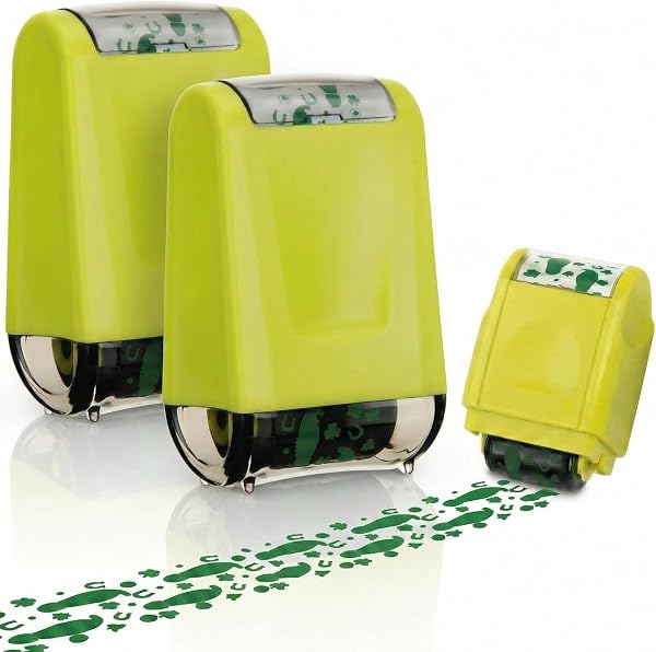 Tenceur 2 Pack Leprechaun Footprints Stamp St Patricks Day Self-Inking Tiny Mini Small Shamrocks Irish Roller Stamp St. Patrick's Day Decorations Leprechaun Trap Kit for DIY Craft Party Favors Decor - 1
