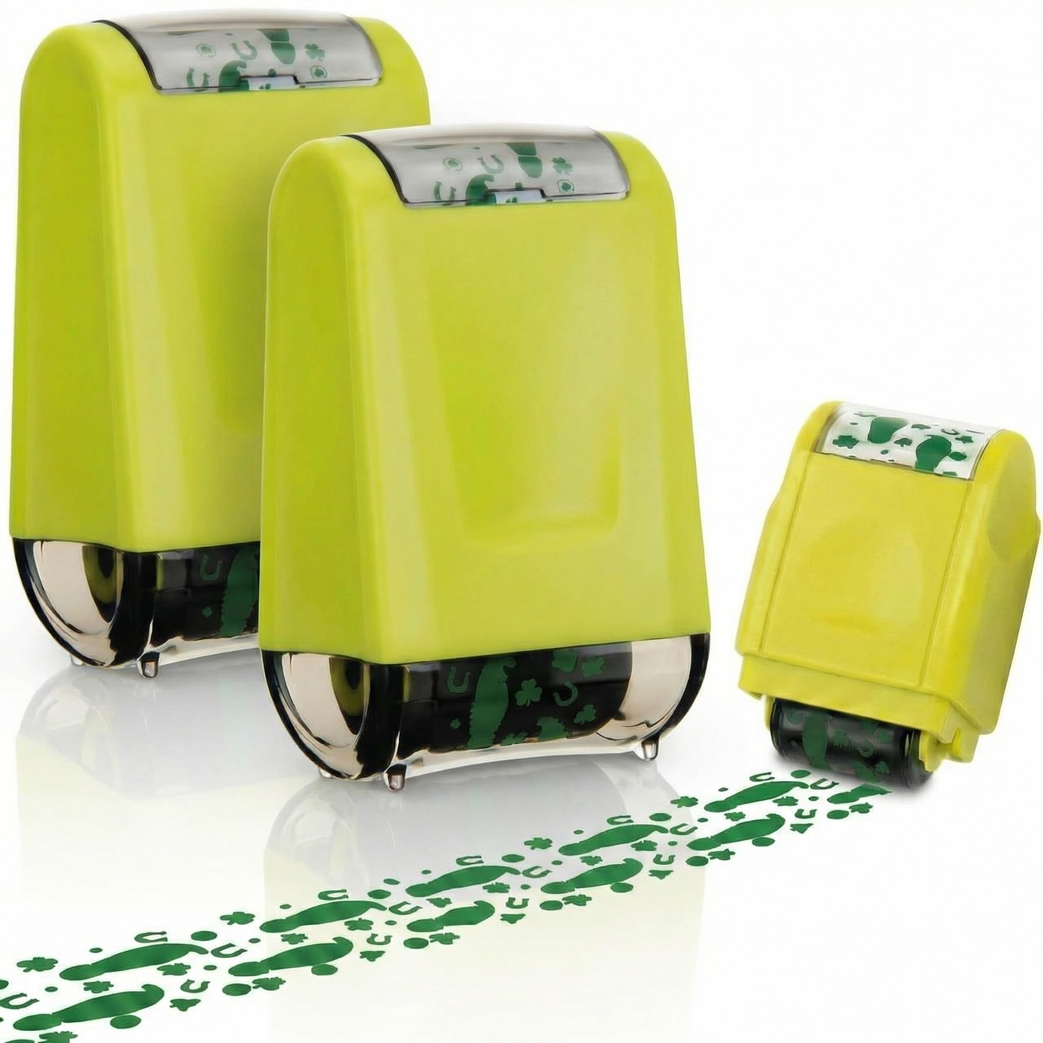 Tenceur 2 Pack Leprechaun Footprints Stamp St Patricks Day Self-Inking Tiny Mini Small Shamrocks Irish Roller Stamp St. Patrick's Day Decorations Leprechaun Trap Kit for DIY Craft Party Favors Decor