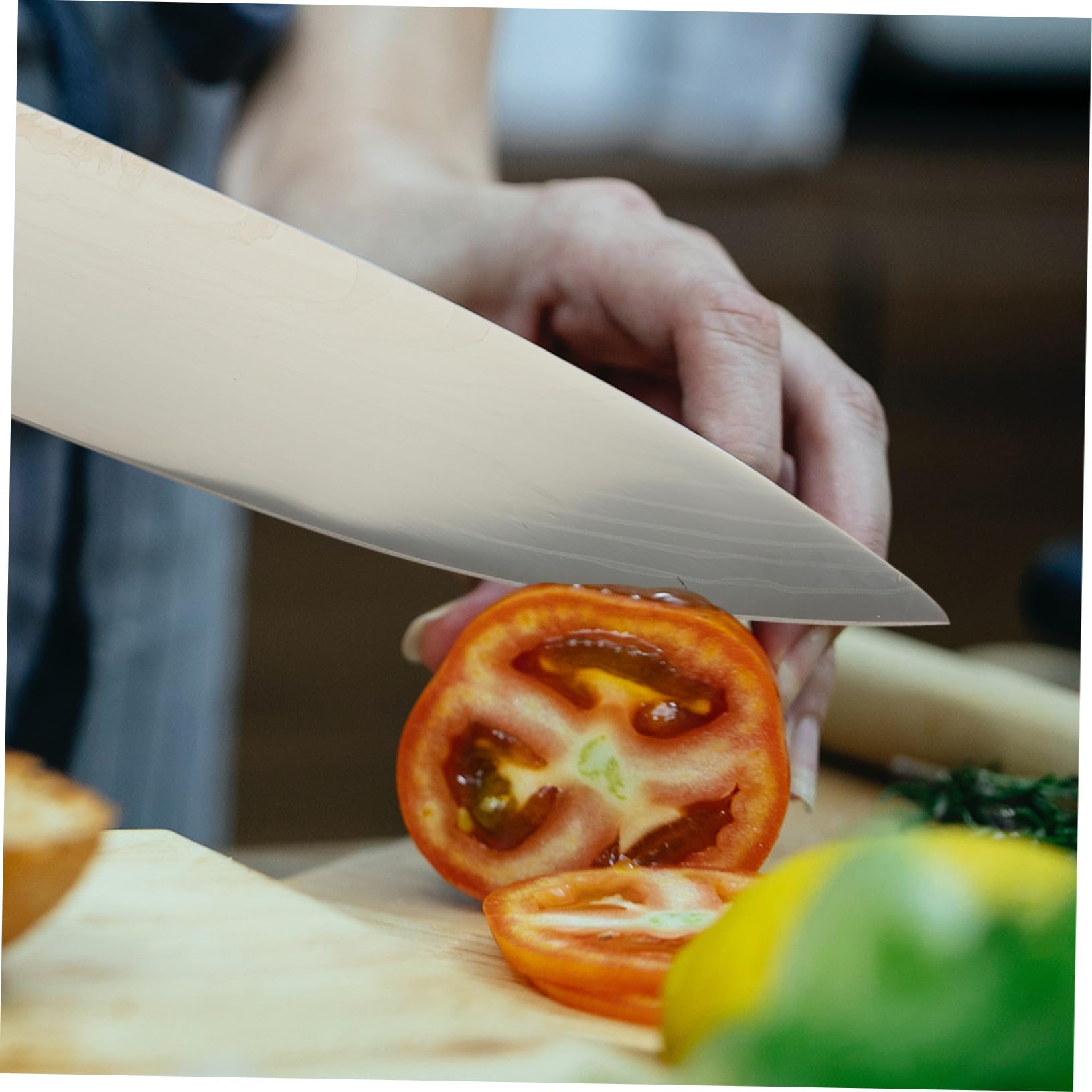 Cuchillo Chef Japonés Mango de Madera Negro para Cocina | Acero, Superficie Lisa y Empuñadura Antideslizante, Uso en Hogar y Restaurante