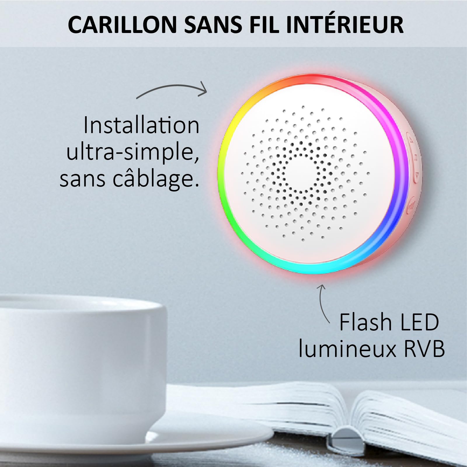 KYF Portier Vidéo Solaire connecté WiFi avec Carillon intérieur 60 mélodies Contrôle Vocal