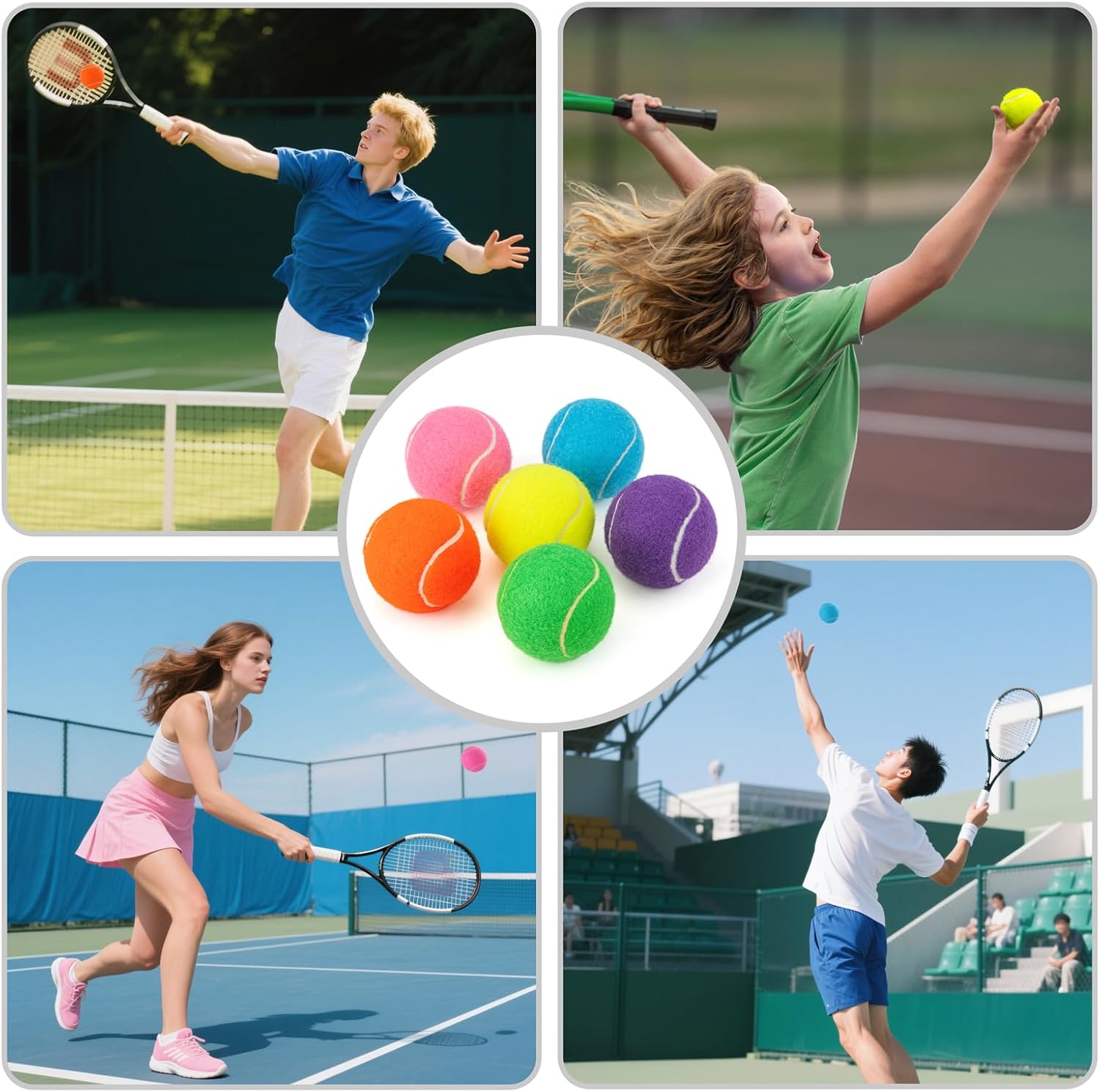 PHOEPET 24-Pack Tennis Balls for Beginner Training Practice- Bulk Dog Balls for Fetch Chew Toys(Mix Colors)