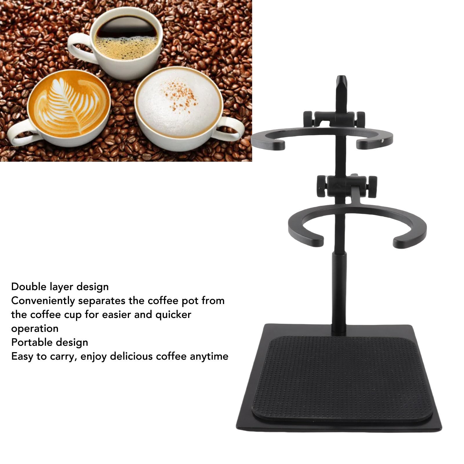 Supporto per Gocciolatore per caffè Versato, Stazione per Gocciolatore per caffè in Lega di Alluminio con Altezza Regolabile a Doppio Strato, Tazza con Filtro in Ceramica Tazza in Vetro, per la