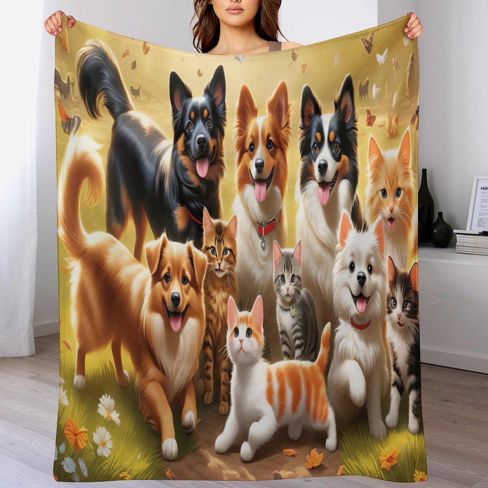 Plaid couverture polaire chien mignon pour soirées douillettes