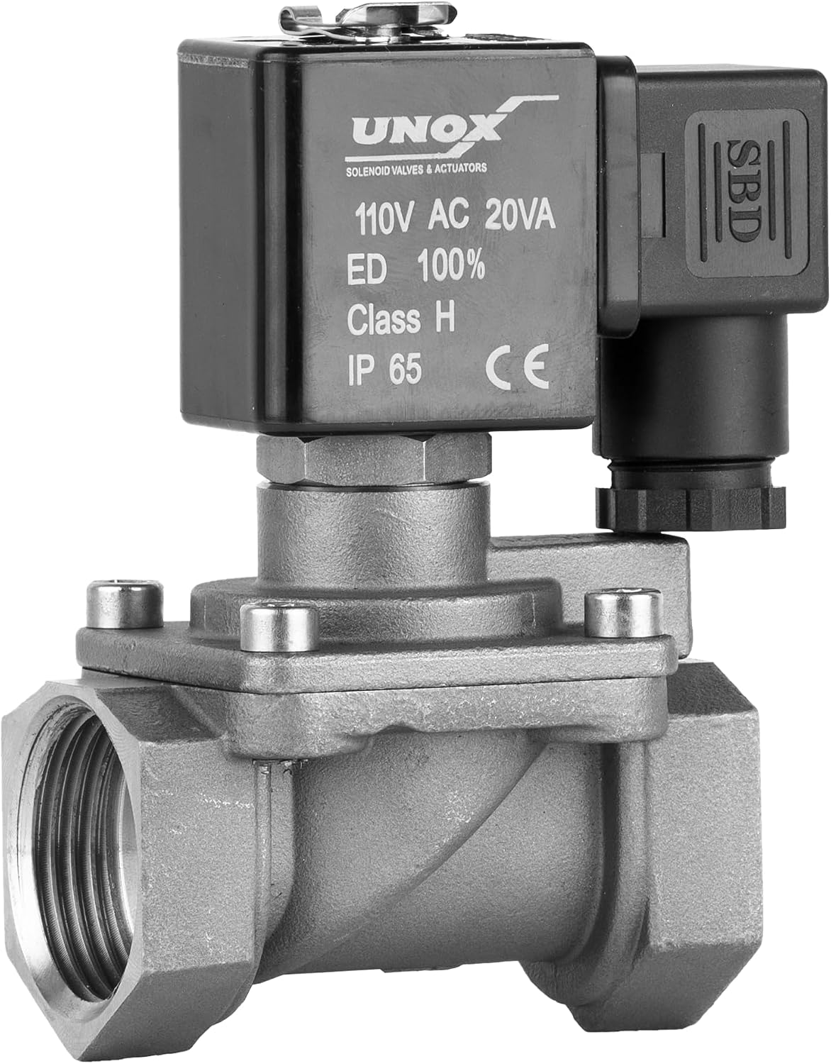 UNOX 1/2" NPT High Pressure Solenoid Valve 110V AC, Stainless Steel AISI316 Solenoid Valves Normally Closed - 7-580 PSI Multi-Purpose Reliable Control Valve for Water and Air