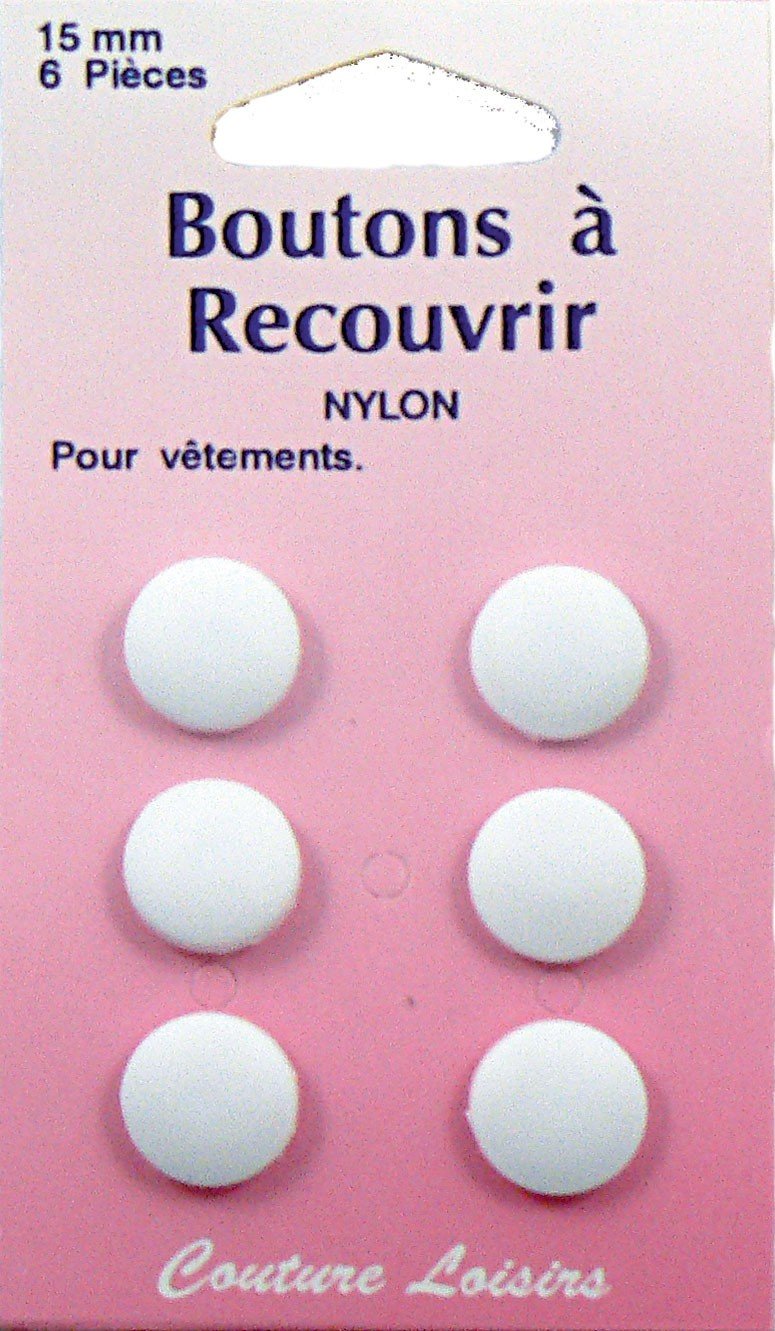 Self Cover Buttons - Nylon 15mm, pk of 6