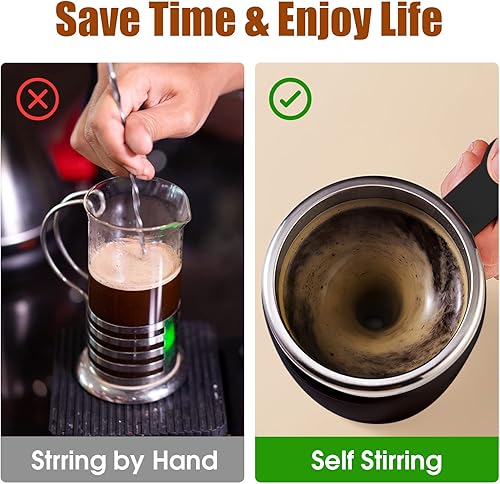 Miniatura 5 de Taza de café autoagitable taza de café automática recargable con agitador magnético y tapa, taza de café de viaje para leche, cacao, oficina,