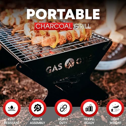 Miniatura 3 de GasOne - Parrilla de carbón portátil de 15 pulgadas, parrilla plegable para barbacoa, parrillas de camping para patio trasero, hoguera, patio,
