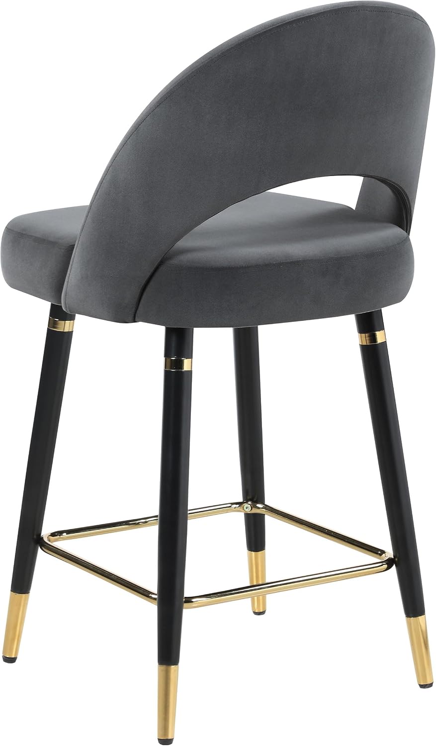 Coaster Home Furnishings - Lindsey - Set of 2 Velvet Upholstered Counter Height Chairs - Mid-Century Modern Style, Bucket-Style Seat, Gold-Capped Legs - Grey & Gold - 192549