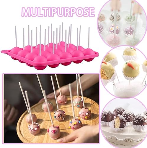 Miniatura 7 de Kit de 606 piezas para tartas, moldes de silicona para piruletas, incluye palitos de piruleta, taza medidora, bolsas de golosinas, lazos giratorios,