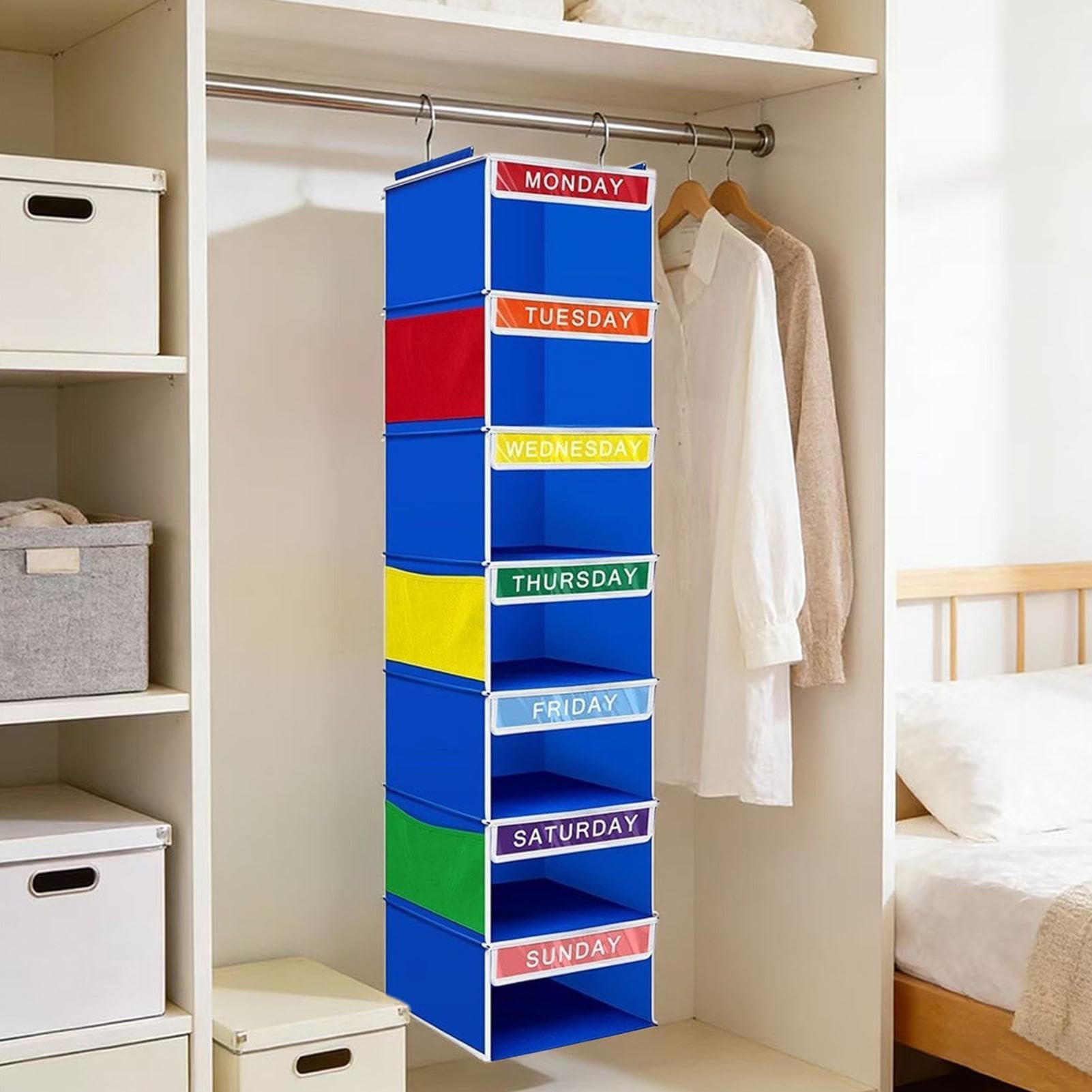 Organiseur de vêtements pour Cintre portable à étagères pliables pour la