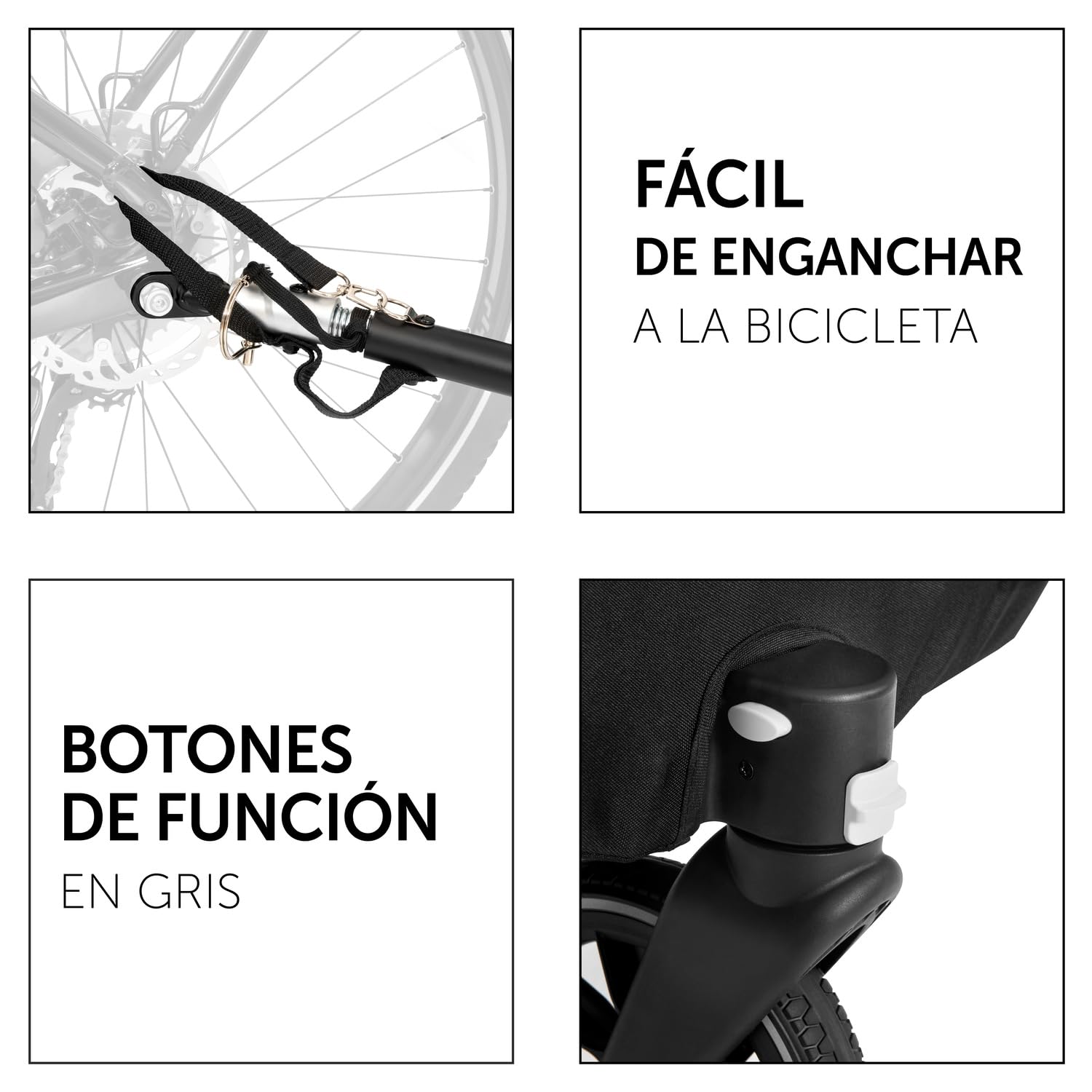hauck Remolque Bicicleta Niños 2 Plazas Dryk Duo - Carro Bici Infantil Completo desde 6 Meses hasta 22 kg - Enganche Incluido - Silla de Paseo Gemelar Maletero XL - Plegable - Gris
