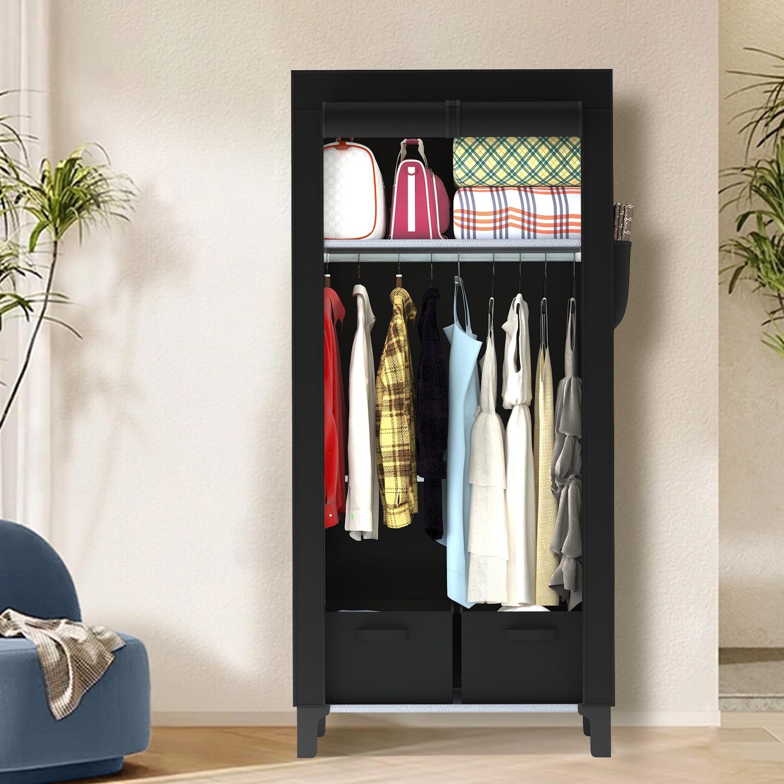 LOEFME Canvas Wardrobe Black