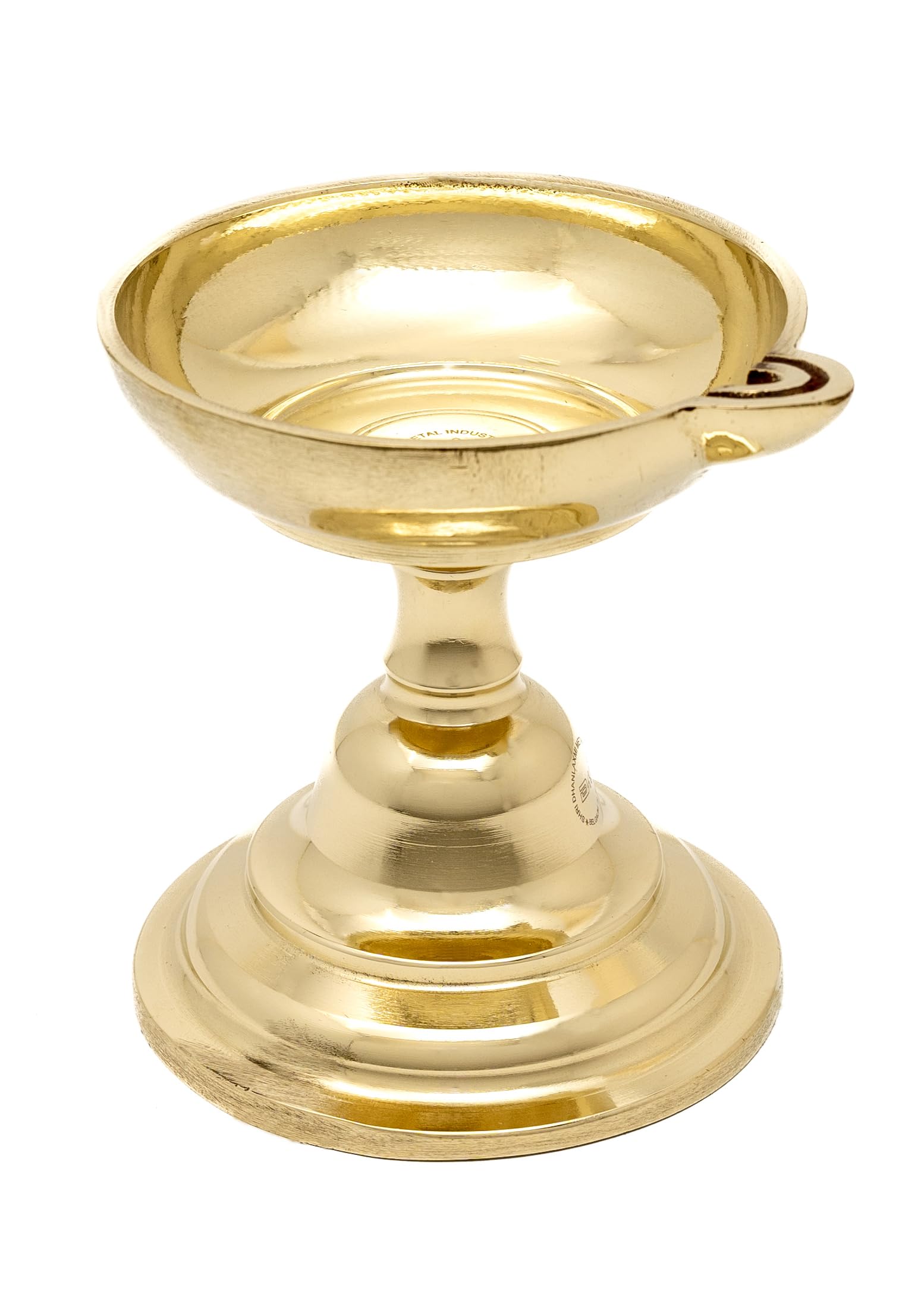 DMI Brass Panati / Panti Diya with Stand – Traditional Oil Lamp for Puja – Diameter 3” | 75 ml Oil Capacity