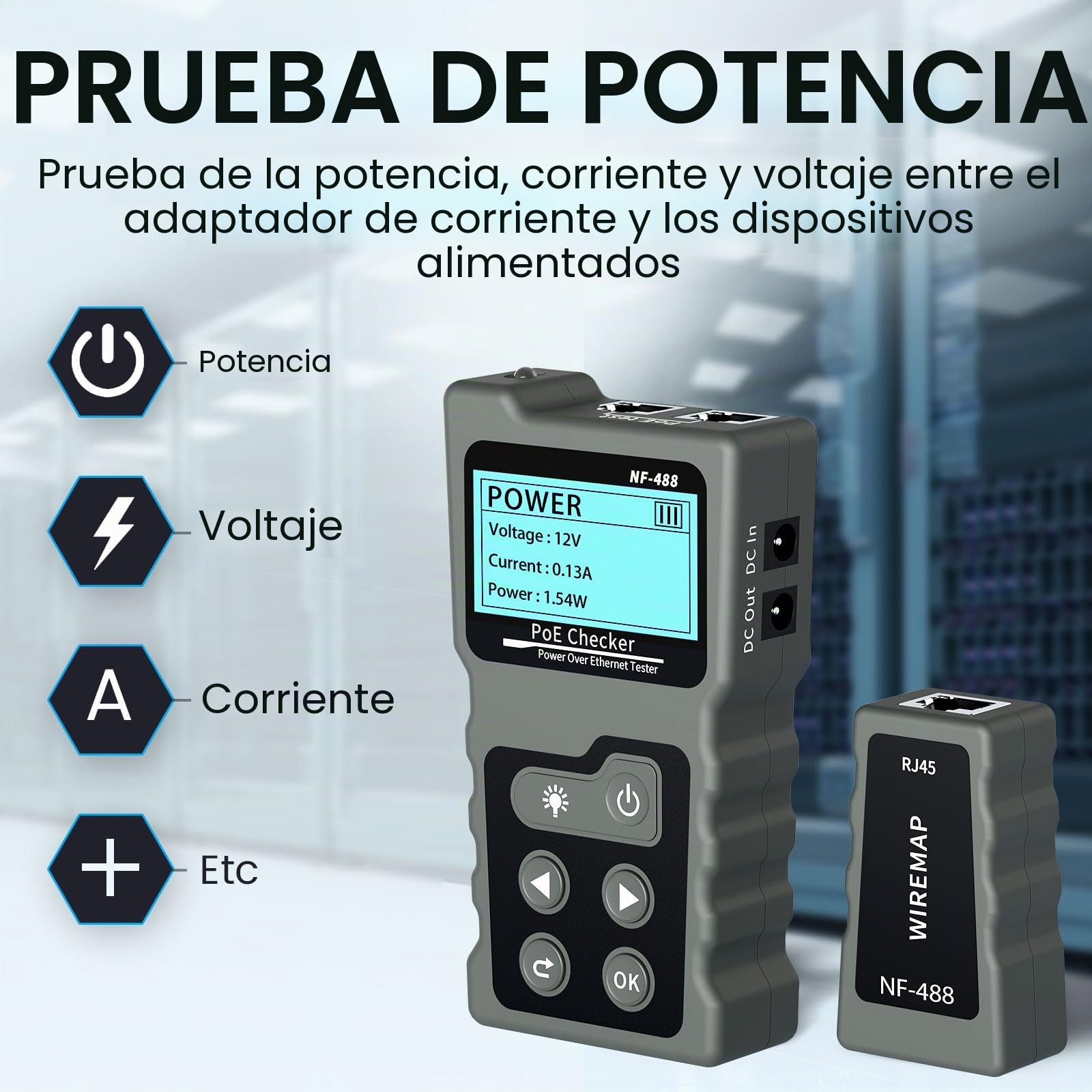 Noyafa NF-488 Probador de cable PoE,para verific el estado de la red Cat5/6