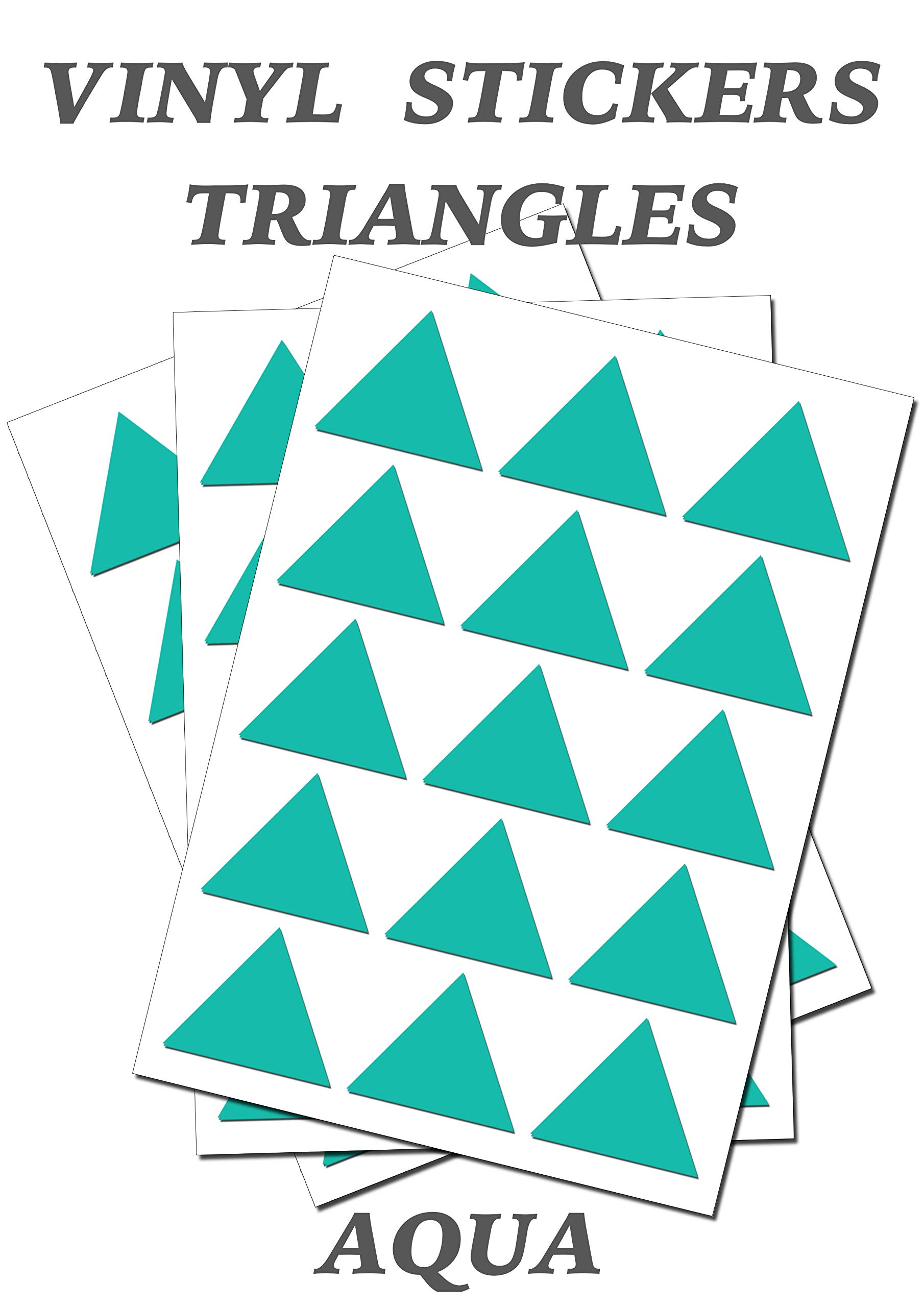 Party Decor 80 Aqua Triangles - Removable Self Adhesive Waterproof Durable Vinyl Stickers - Digitally Cut To The Sticker Shape - Size 10Mm