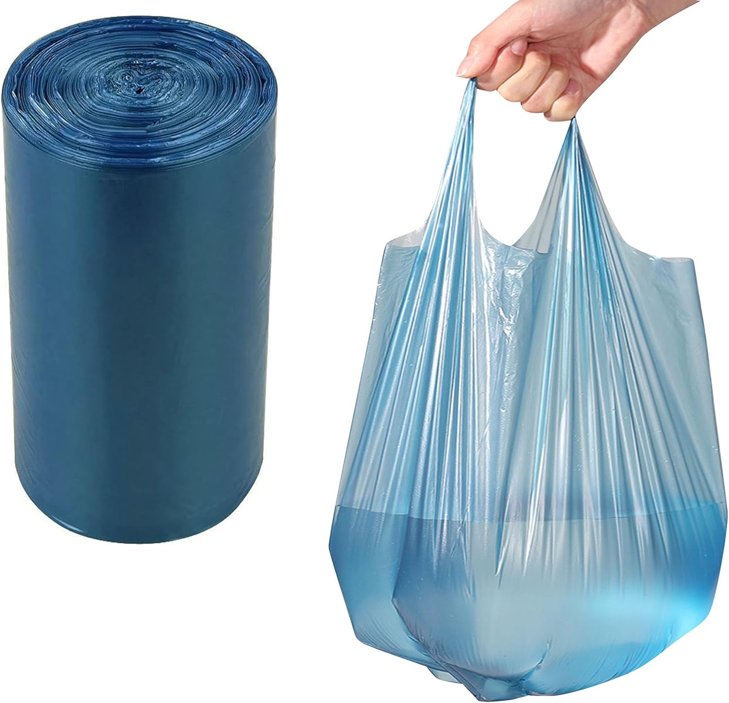 500pcs 2-3 Gallon Tear-Free Small Trash Bags with handles Garbage Bags Separated Unscented for Bathroom Kitchen Office (500)